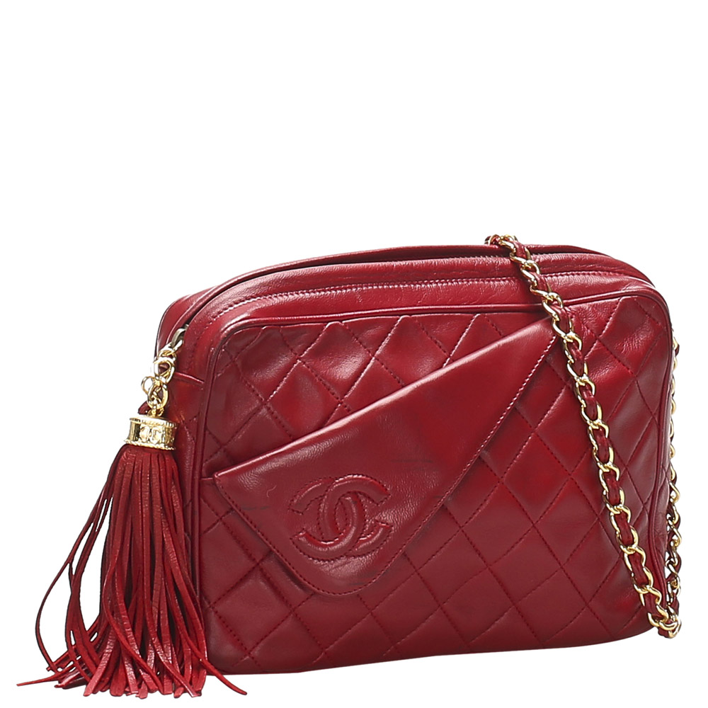 

Chanel Red Quilted Leather Vintage CC Camera Bag