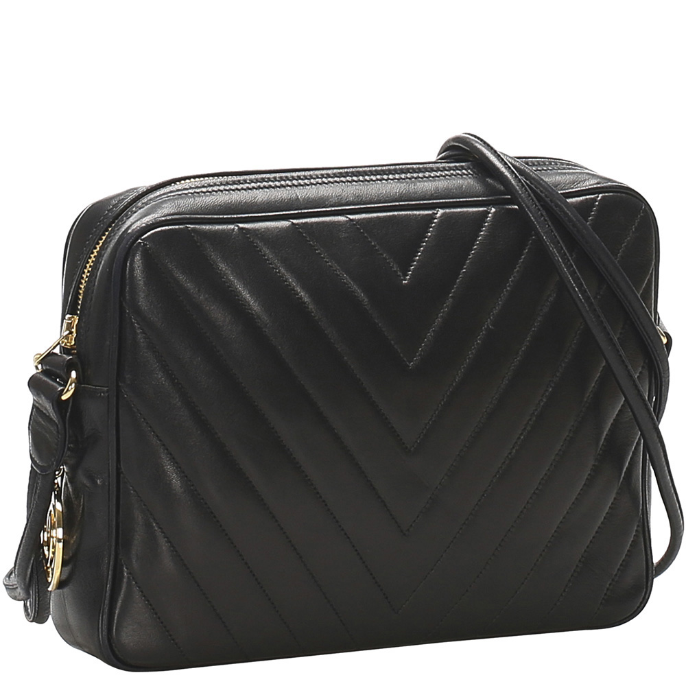 

Chanel Black Leather Chevron Flap Bag