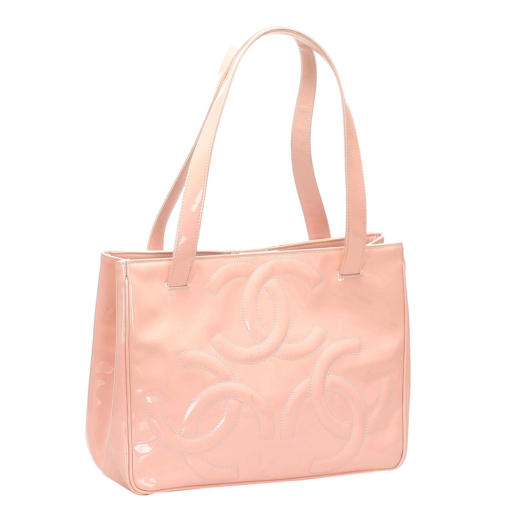

Chanel Pink Patent Leather Triple Coco Tote Bag