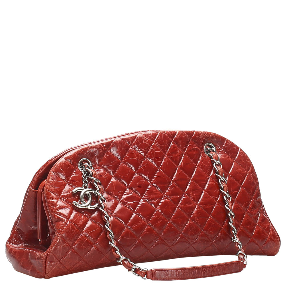 

Chanel Red Quilted Patent Leather Mademoiselle Bowling Bag