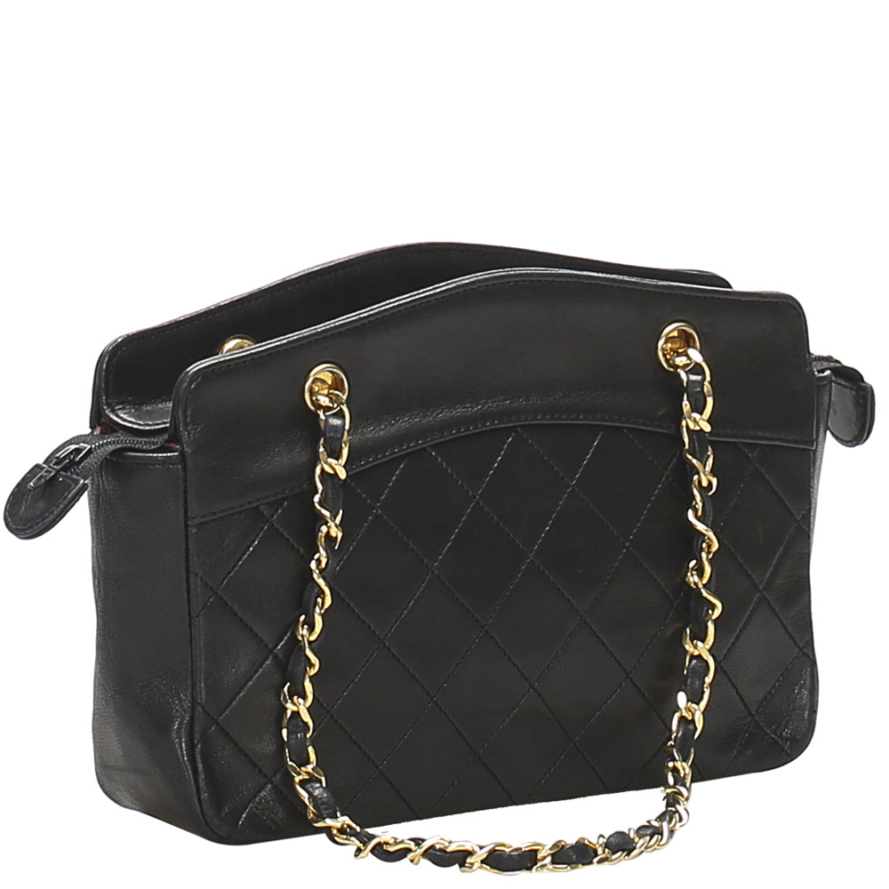 

Chanel Black Lambskin Leather CC Timeless Bag