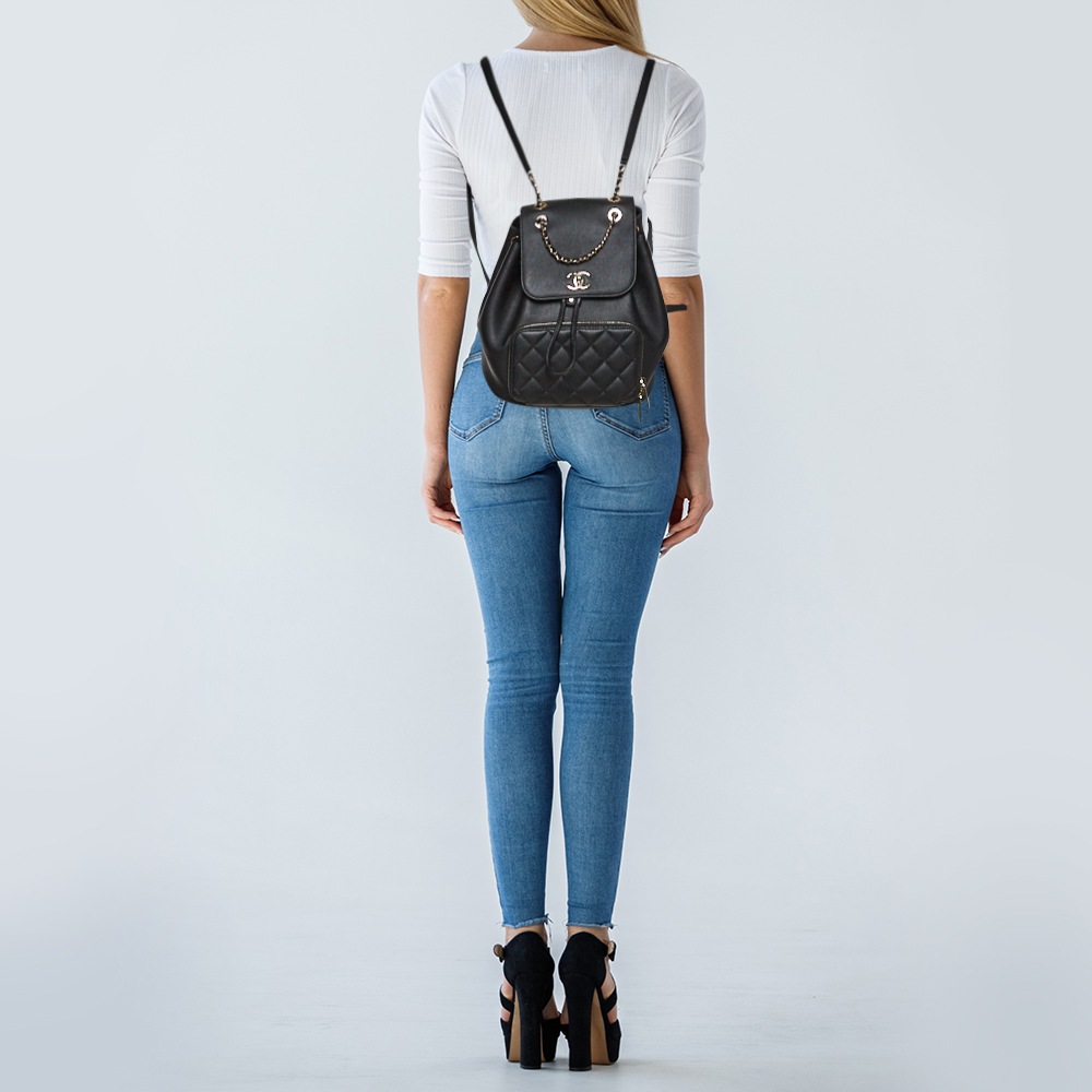 

Chanel Black Quilted Caviar Leather Business Affinity Backpack