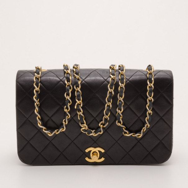 Pre Owned Chanel Vintage Black Lambskin Flap Bag