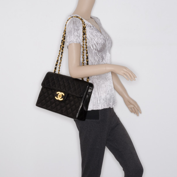 Chanel Vintage Black Lambskin XL Jumbo Flap Bag