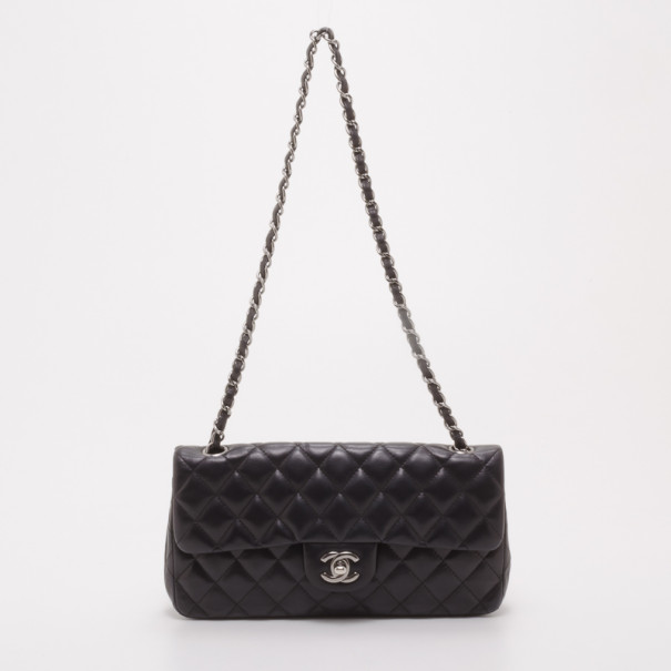 Chanel Black Quilted East West Flap Bag