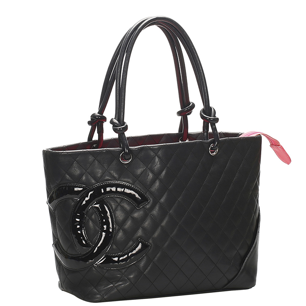 

Chanel Black Lambskin Leather Cambon Ligne Tote Bag