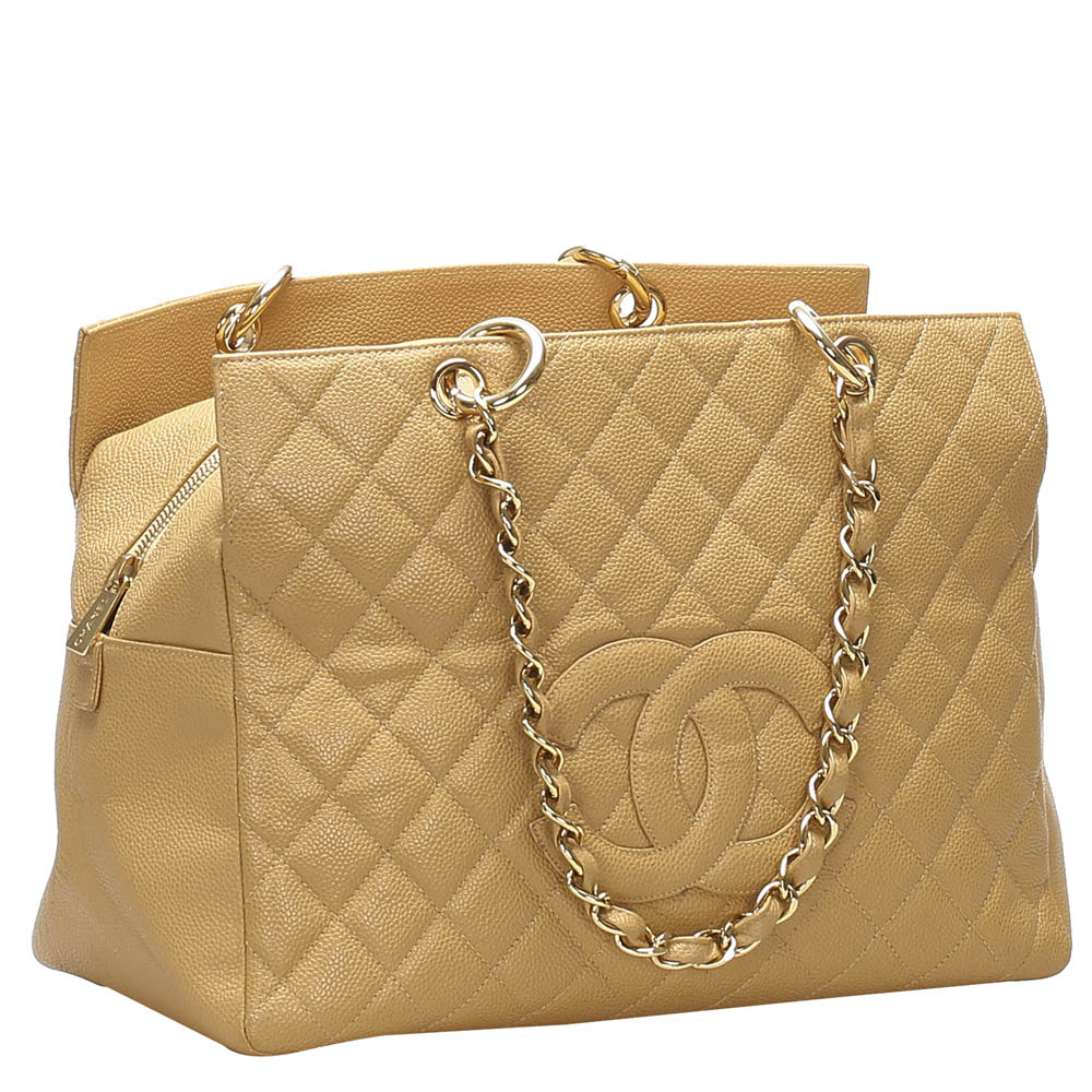 

Chanel Beige Caviar Leather Grand Shopping Tote Bag