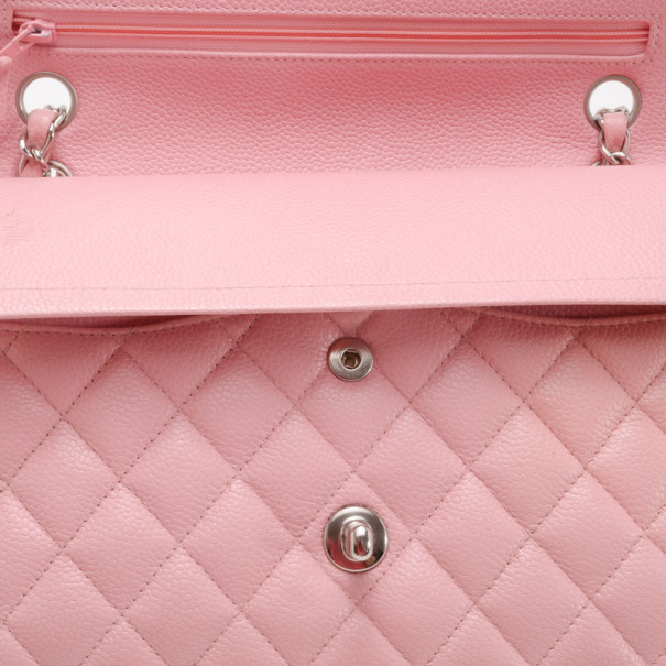 CHANEL Caviar Quilted Medium Double Flap Light Pink 1311873