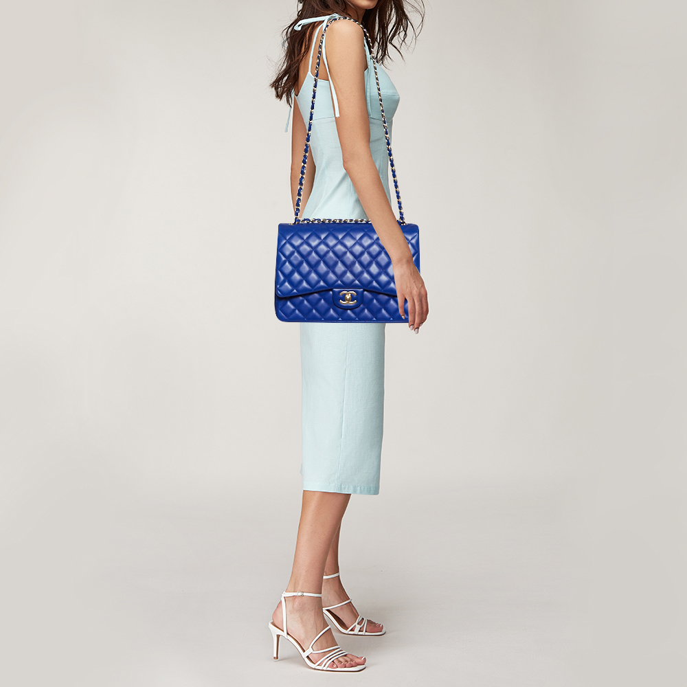 

Chanel Blue Quilted Leather Maxi Classic Double Flap Bag