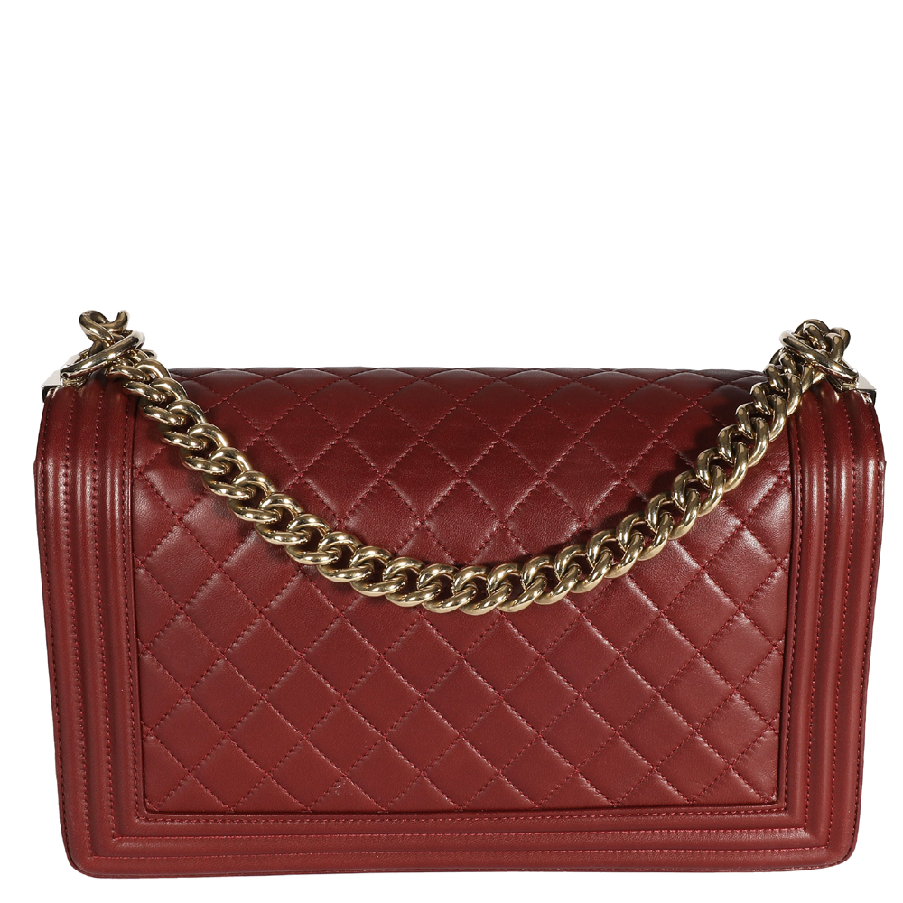 

Chanel Burgundy Quilted Lambskin Leather Boy Medium Bag