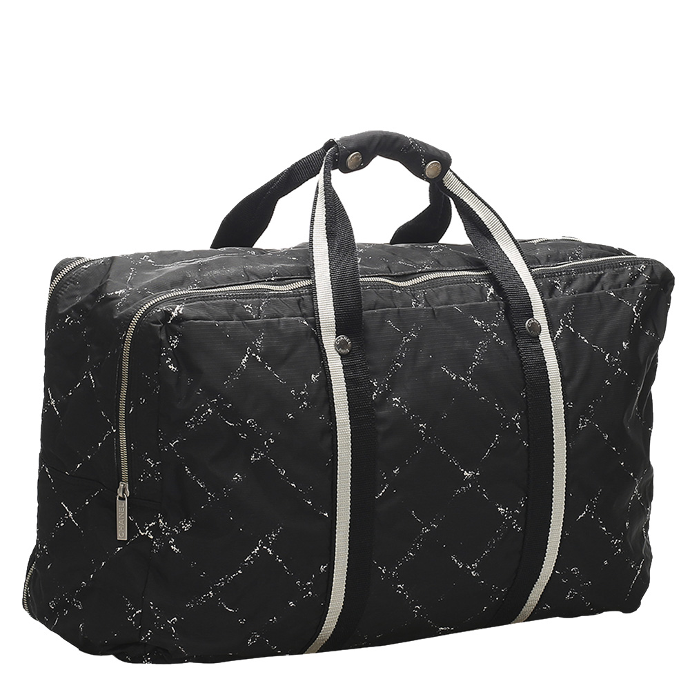 

Chanel Black Old Travel Line Nylon Travel Bag