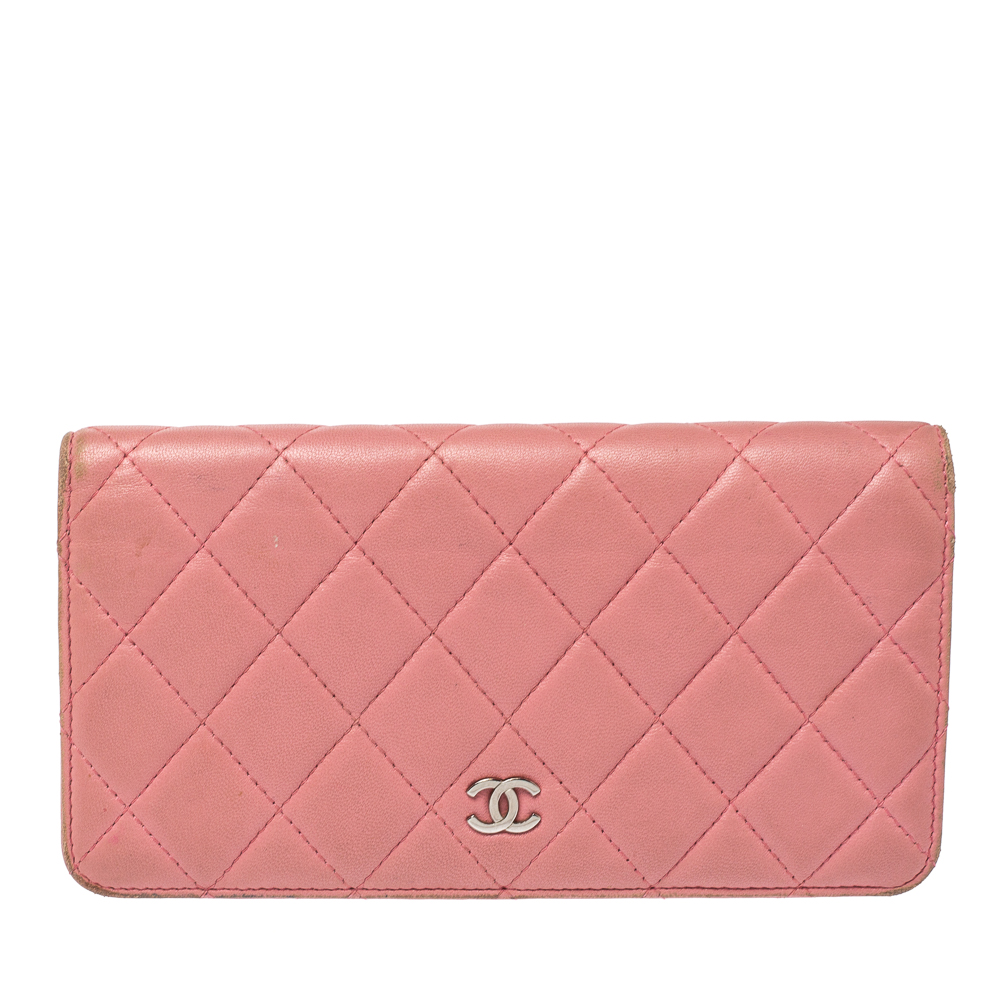 

Chanel Pink Quilted Leather  Yen Continental Wallet