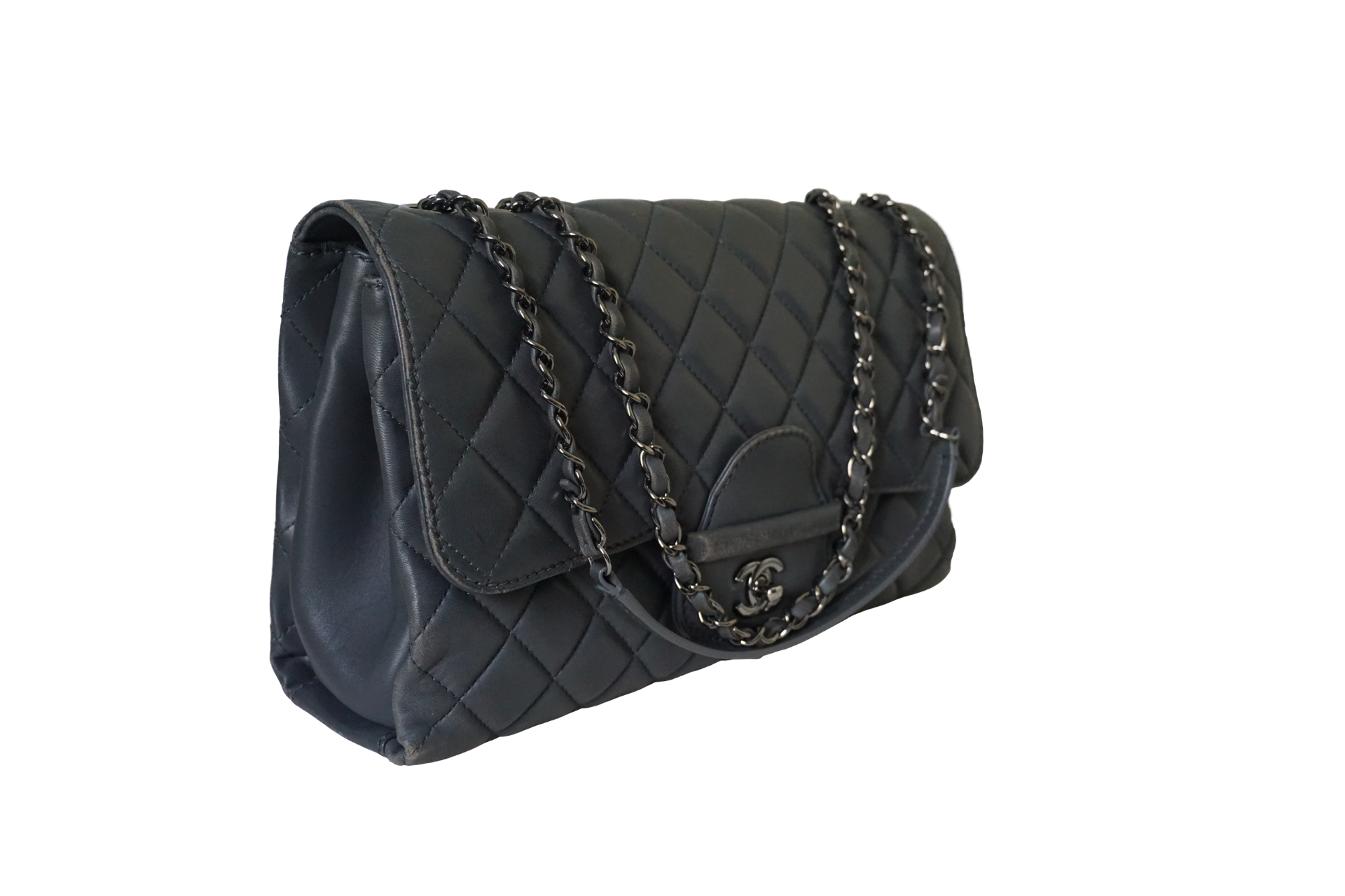 

Chanel Grey Lambskin Leather Jumbo Classic Single Flap Bag