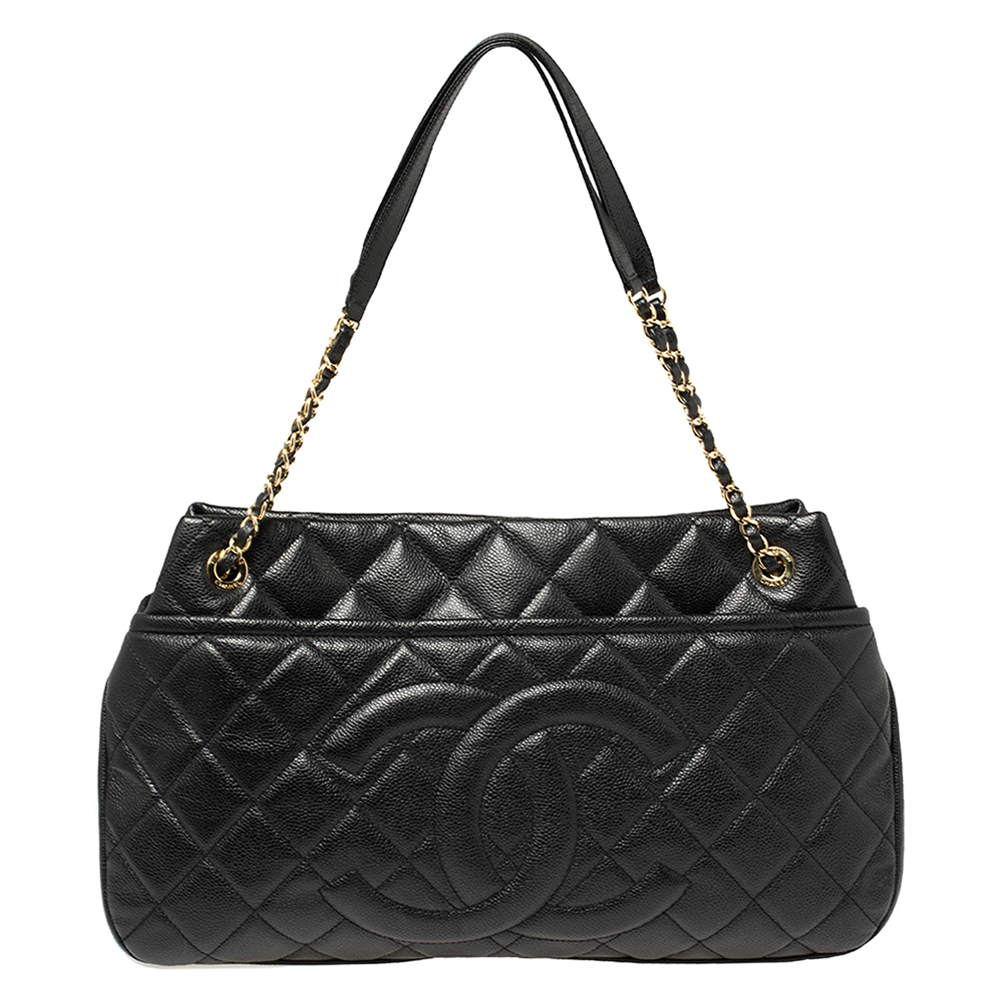 Chanel Black Caviar Leather CC Timeless Soft Tote