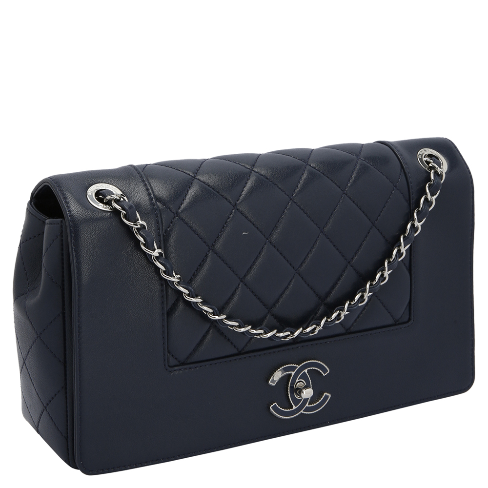 

Chanel Navy Blue Caviar Leather Quilted Medium Boy Double Flap Bag