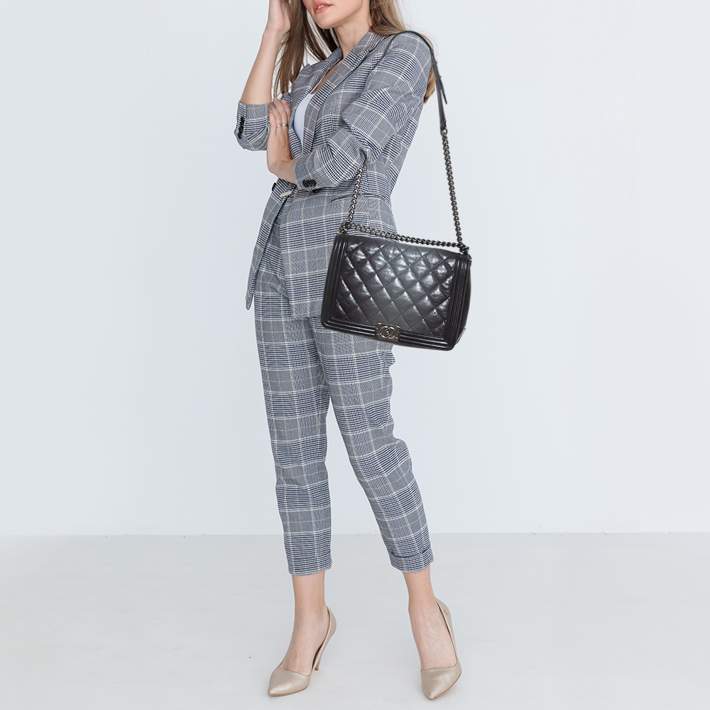 

Chanel Grey Ombre Quilted Leather Large Boy Flap Bag