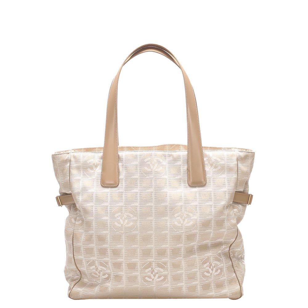 Pre-owned Chanel Beige/brown Nylon New Travel Line Tote Bag