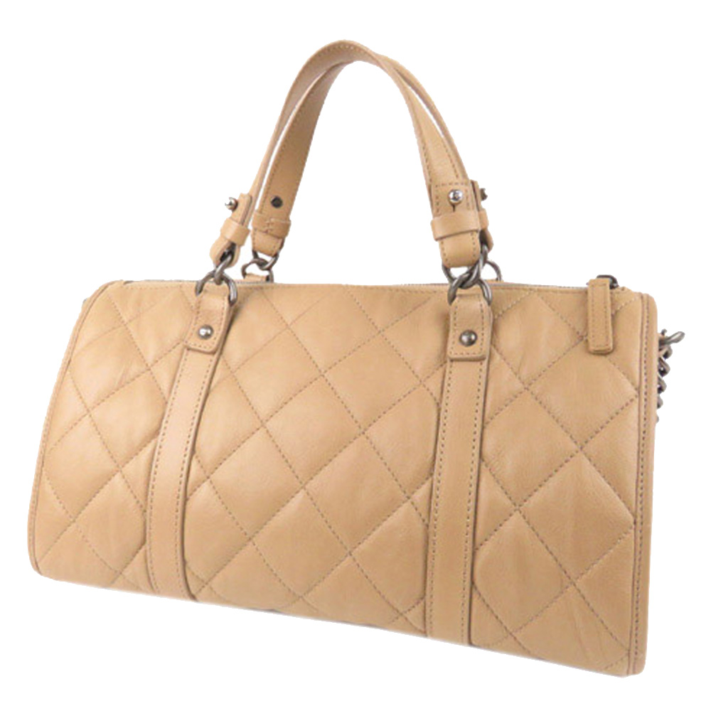 

Chanel Beige Quilted Leather Bowling Bag