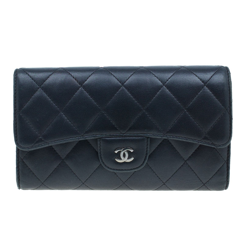 Chanel Black Quilted Lambskin Flap Wallet