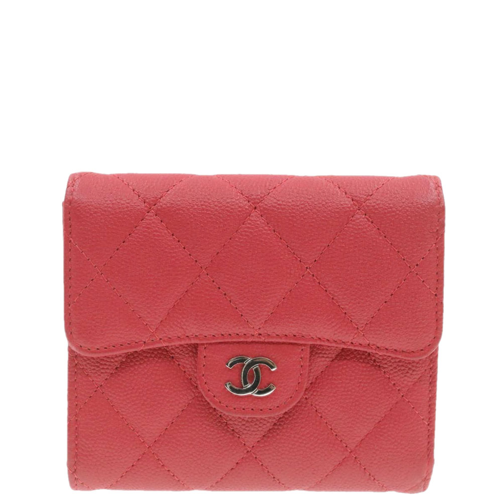 Pre-owned Chanel Red Caviar Leather Wallet