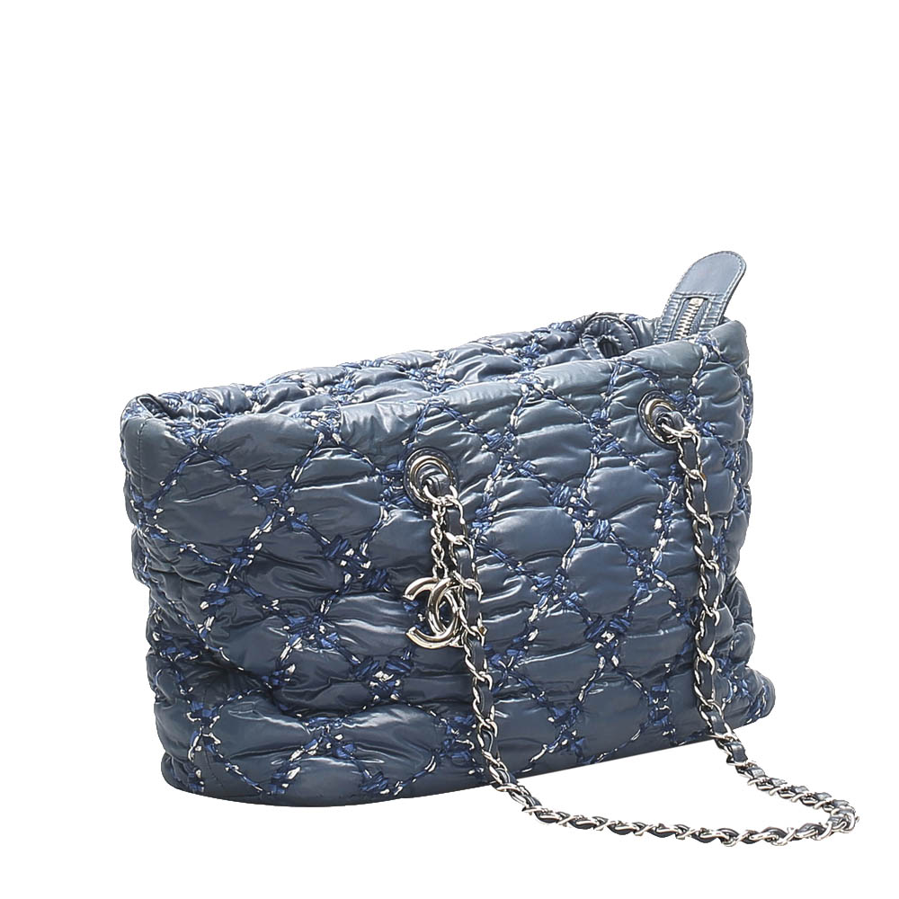 

Chanel Blue Leather/Tweed On Stitch Paris-Byzance Tote Bag