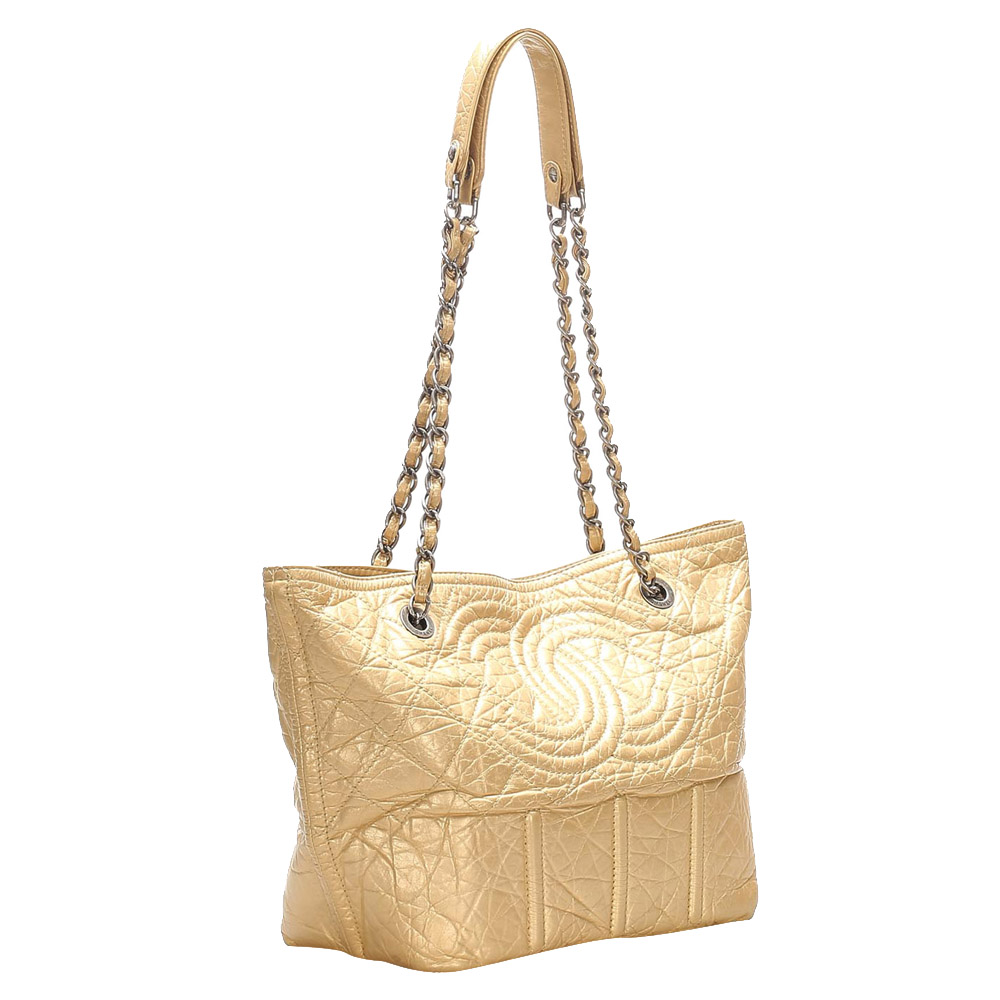 

Chanel Beige Leather Shopping in Moscow Small Tote Bag, Gold