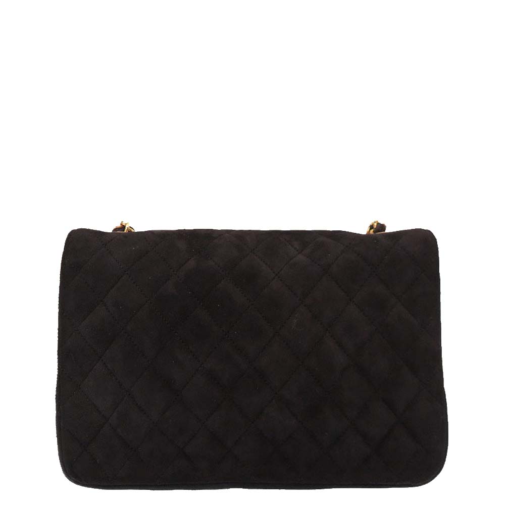 

Chanel Black Suede Quilted Chain Shoulder Bag