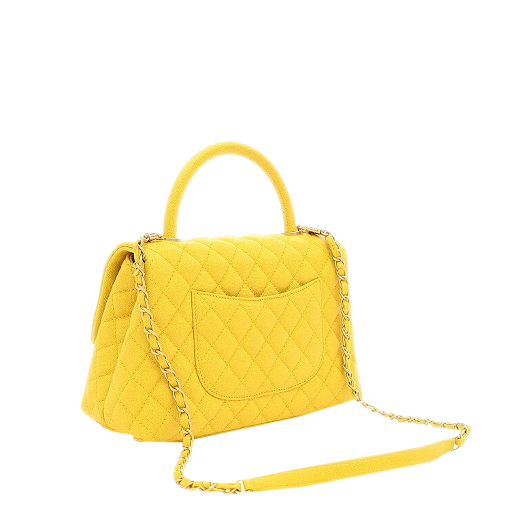

Chanel Yellow Caviar Leather Top Handle Bag