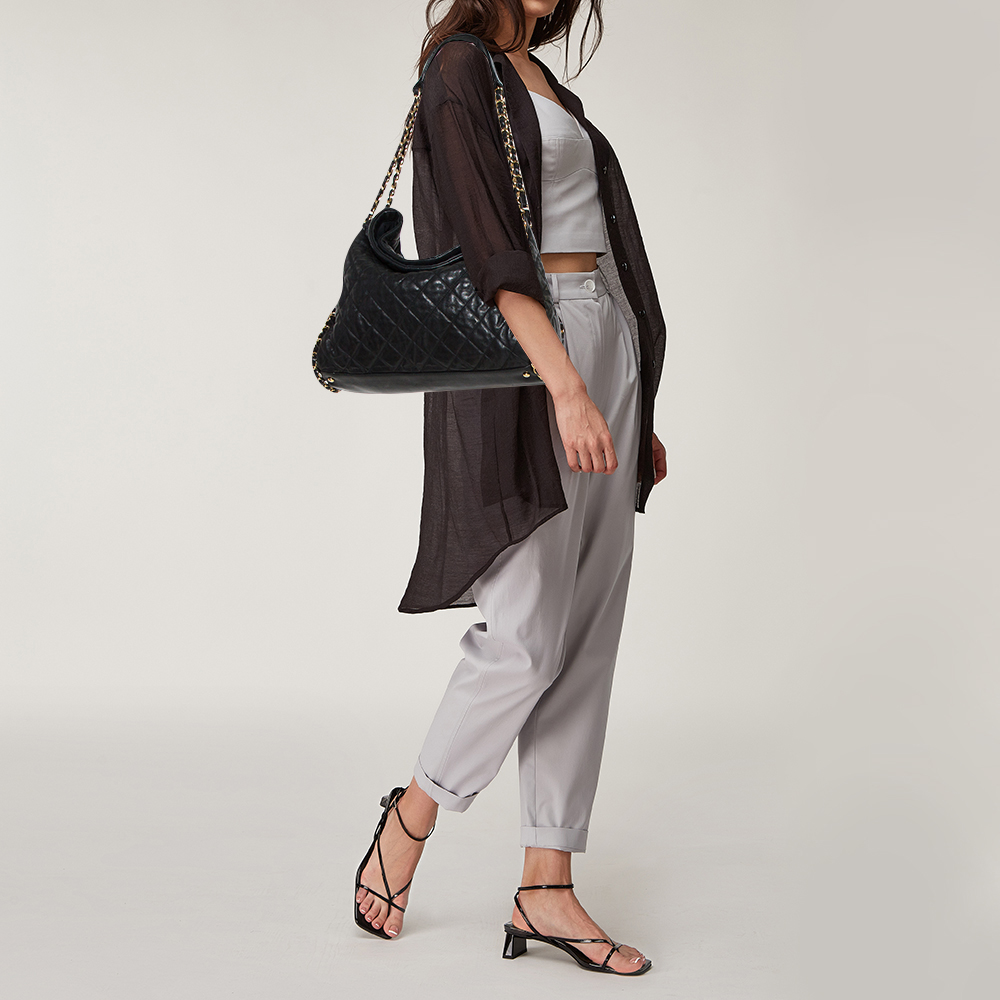 

Chanel Black Quilted Leather Large Chain Me Hobo