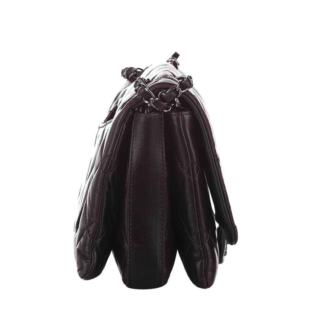 

Chanel Brown Lambskin Leather Maxi Accordion Flap Bag
