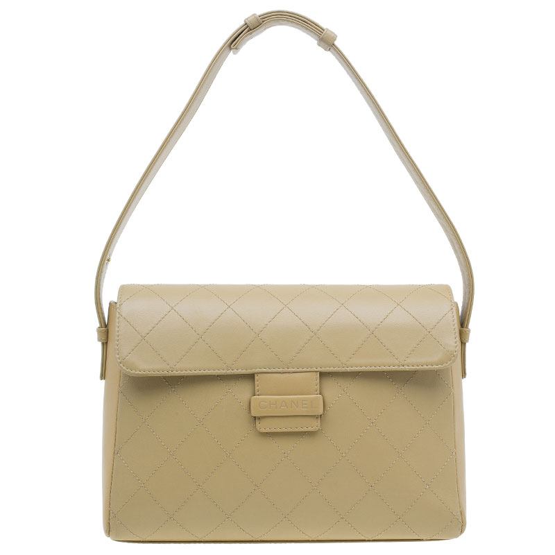 Chanel Beige Quilted Leather Flap Shoulder Bag