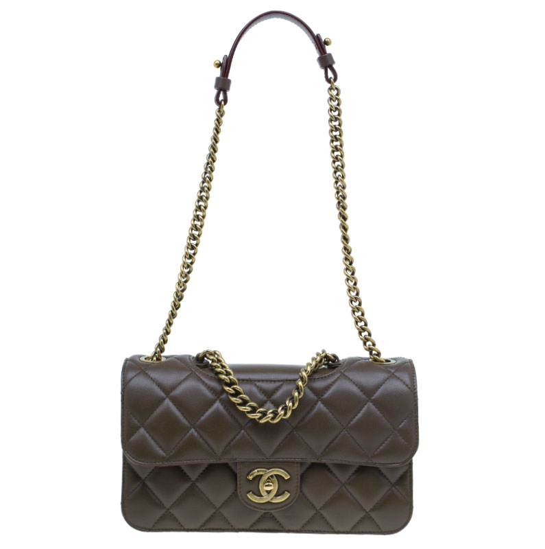 Chanel Brown Quilted Calfskin Leather Small Perfect Edge Flap Bag