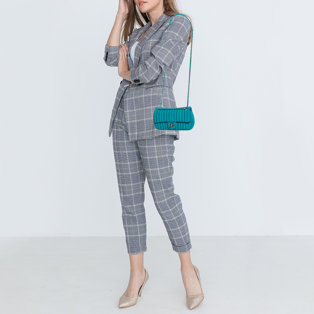 

Chanel Aqua Green Vertical Quilted Jersey New Mini Flap Bag