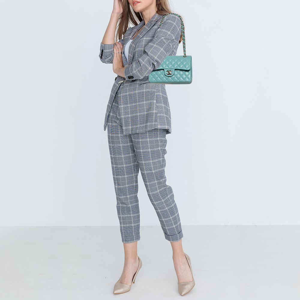 

Chanel Aqua Green Quilted Leather Classic Small Double Flap Bag