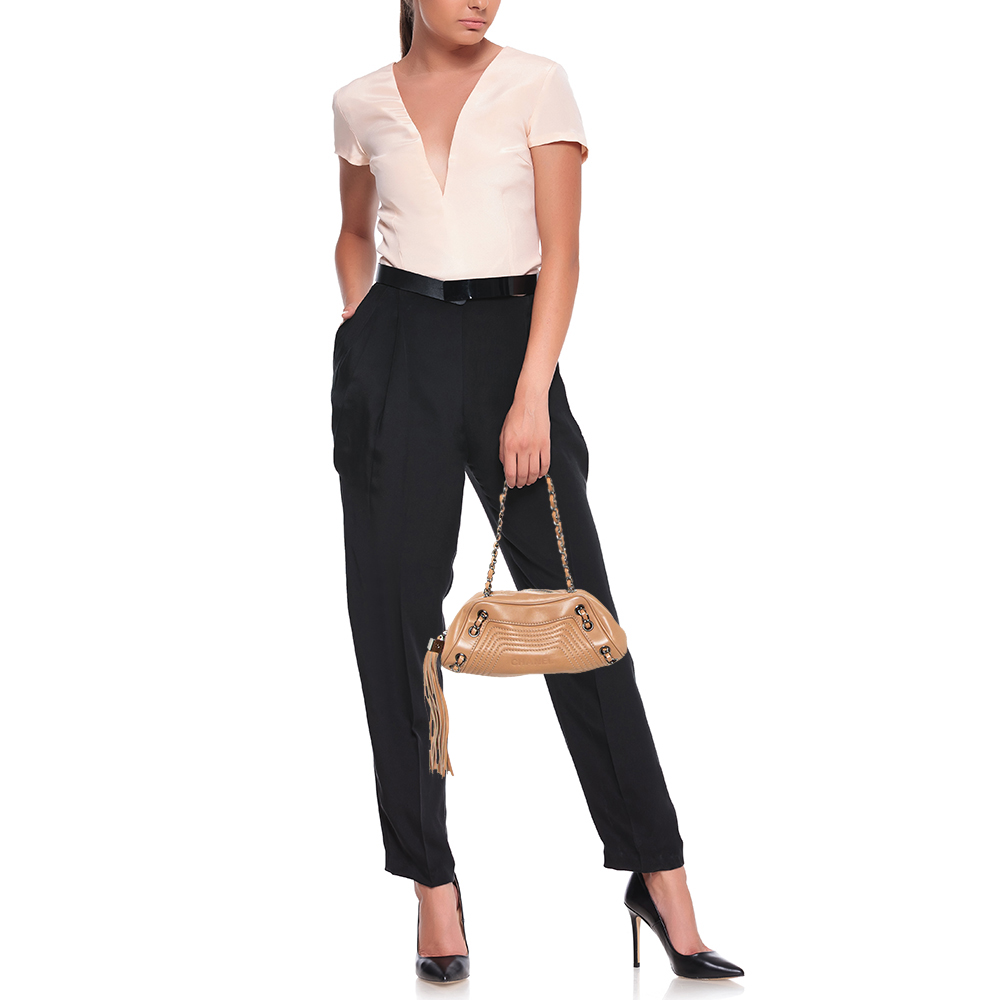 

Chanel Beige Quilted Leather Tassel Shoulder Bag