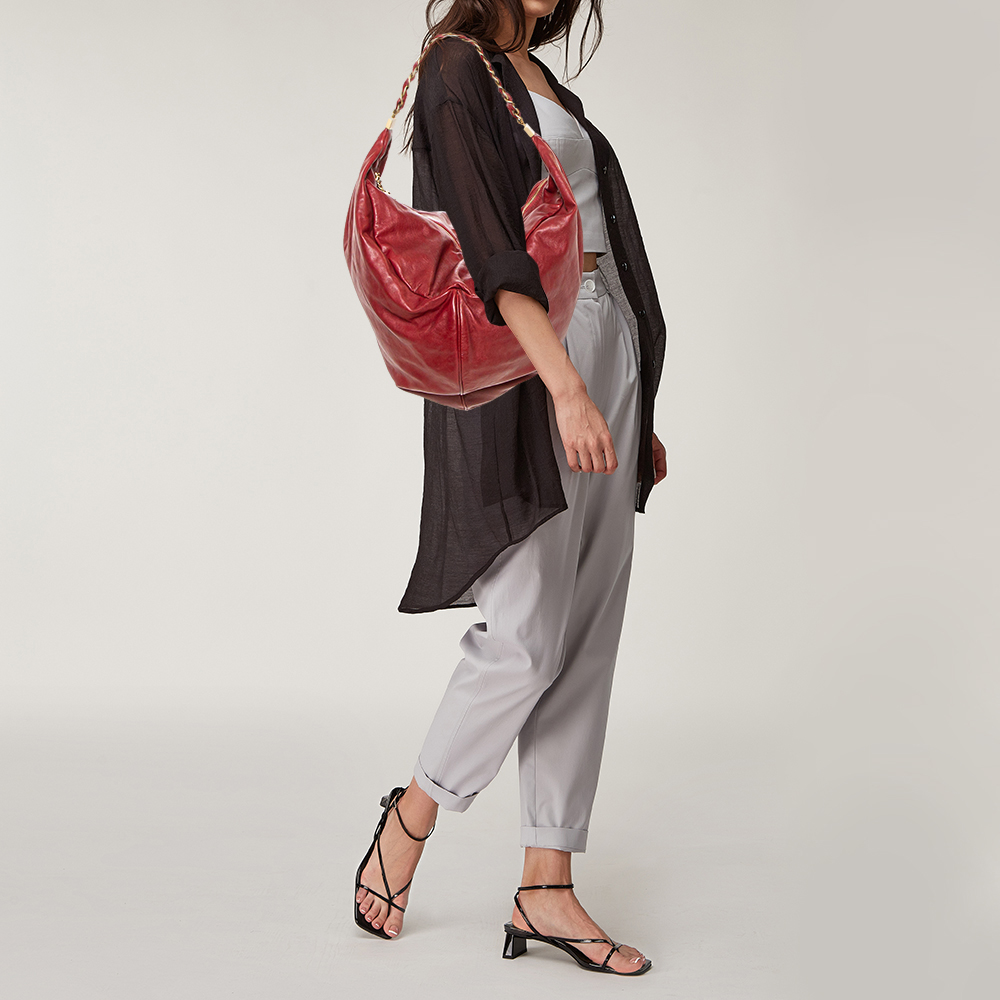 

Chanel Dark Red Leather Rock and Chain Hobo