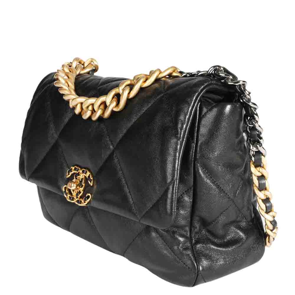 

Chanel Black Quilted Lambskin Leather 19 Large Flap Bag