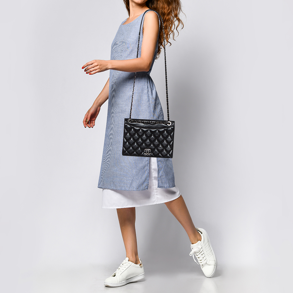 

Chanel Black Quilted Leather and Grosgrain Medium Ballerine Flap Bag