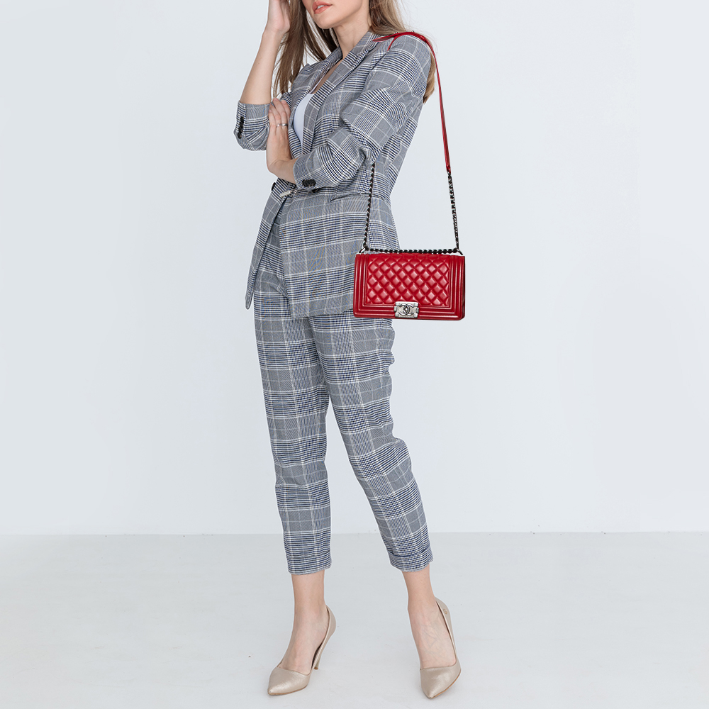 

Chanel Red Quilted Leather Medium Boy Flap Bag