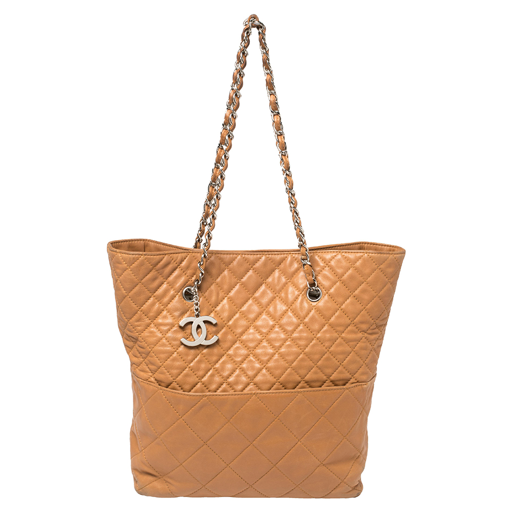 Pre-owned Chanel Brown Quilted Leather In The Business North South Tote