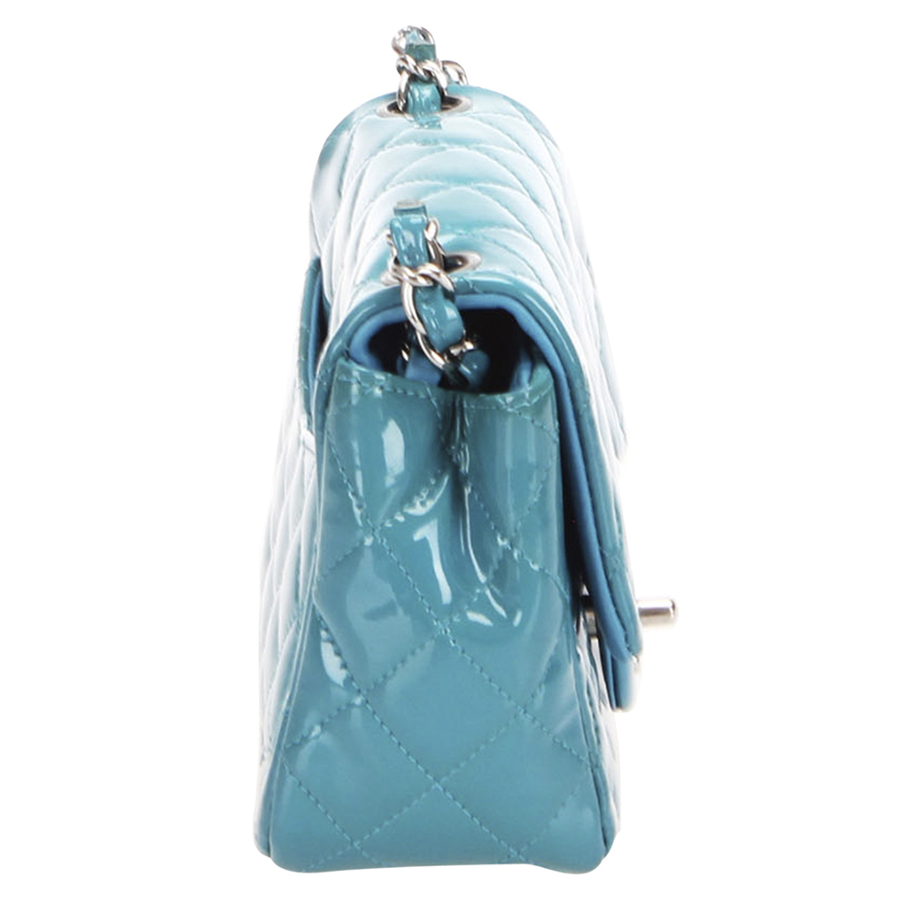 

Chanel Blue Patent Leather Classic Square Mini Flap Bag