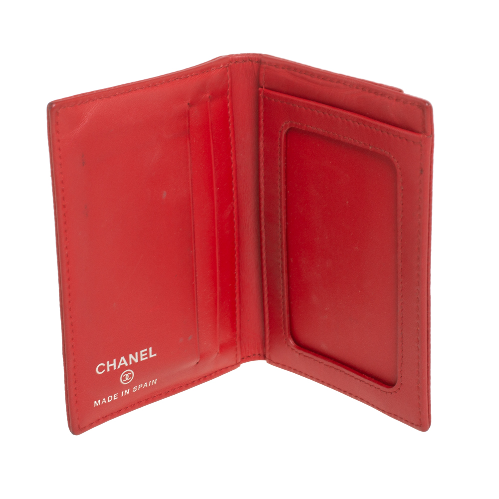 

Chanel Red Caviar Leather CC Bifold Card Case