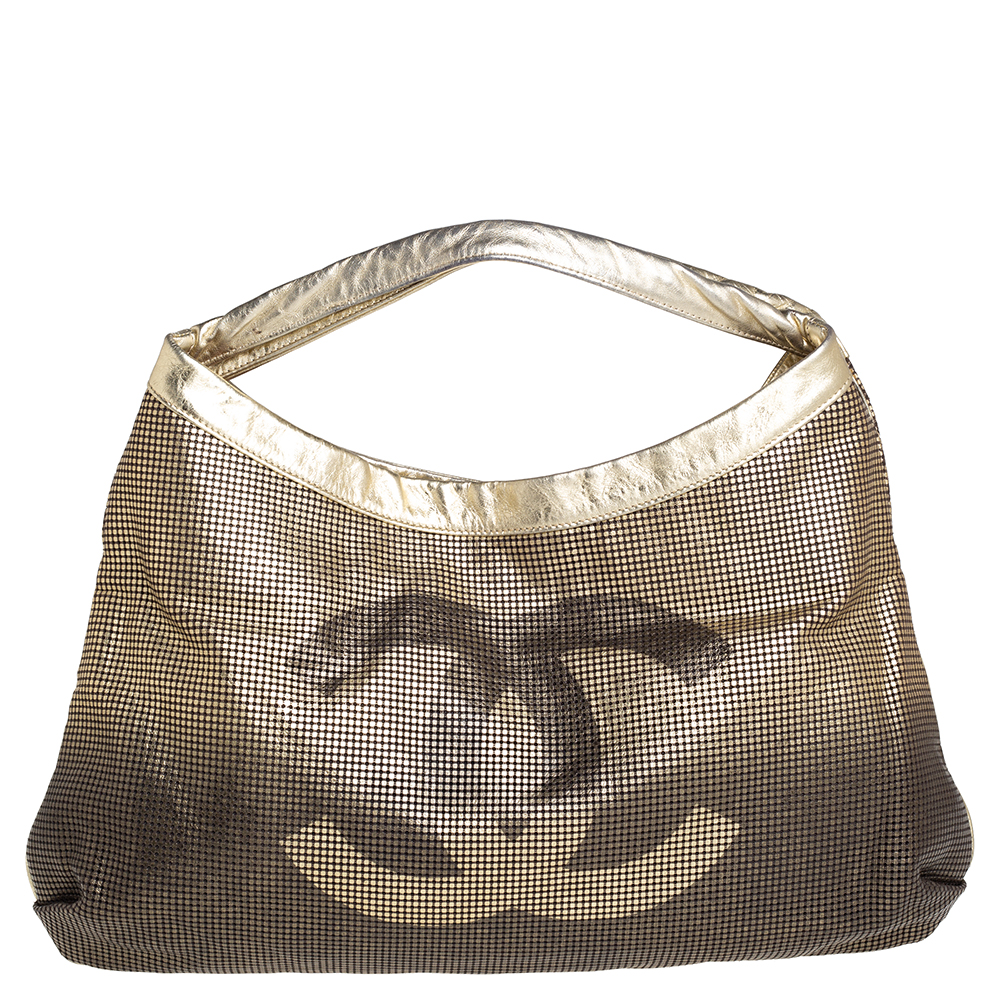 Pre-owned Chanel Metallic Ombre Leather Hollywood Cc Hobo In Gold ...