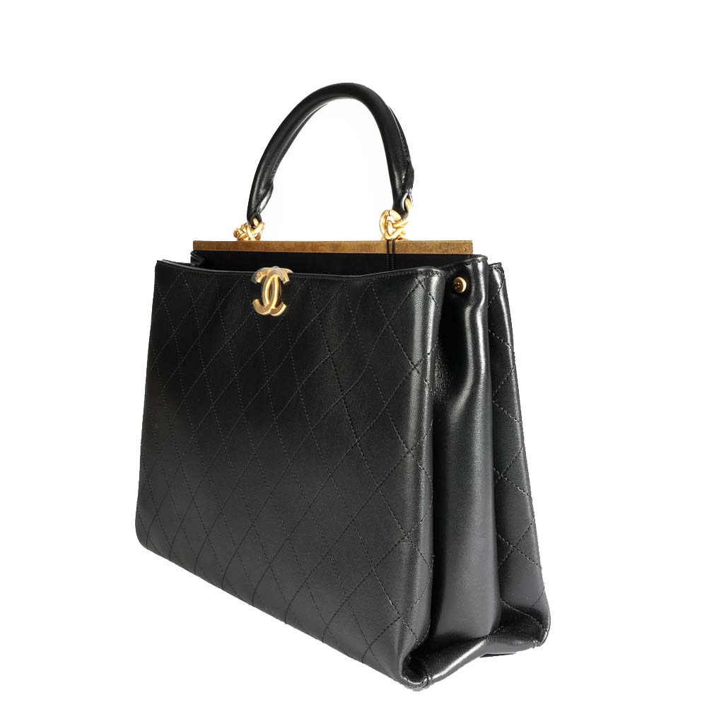 

Chanel Black Quilted Calfskin Leather Coco Luxe Large Shopping Bag