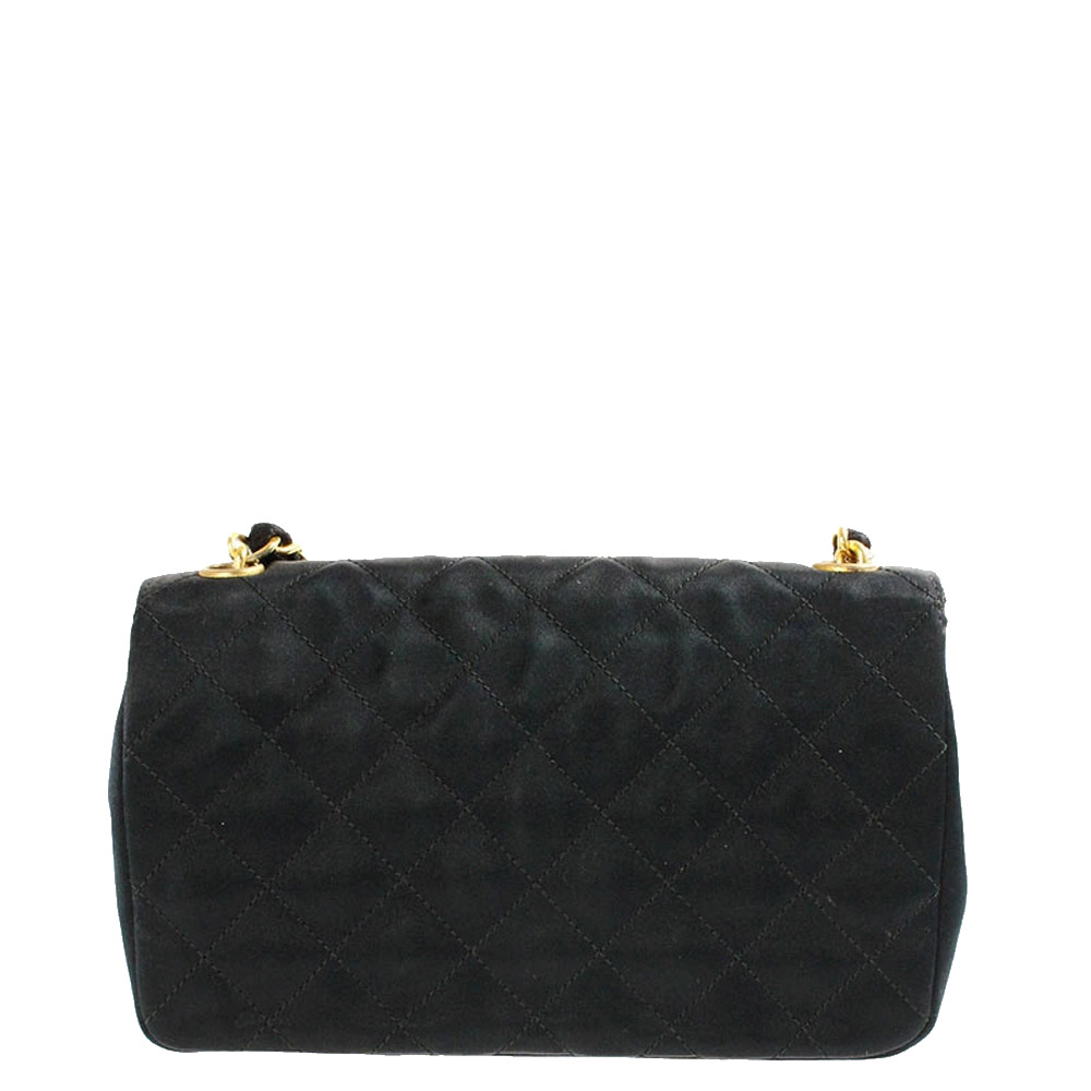 

Chanel Black Satin Vintage Flap Bag