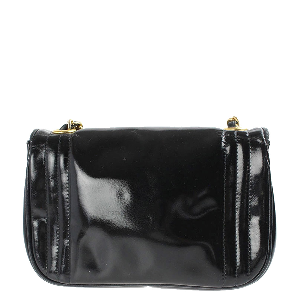 

Chanel Black Patent Leather Vintage CC Stitch Flap Bag