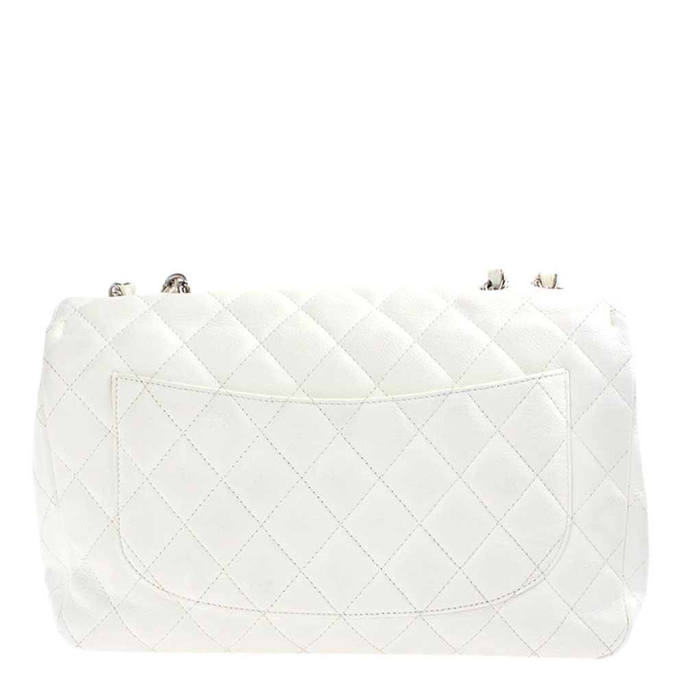 

Chanel White Leather Classic Flap Bag