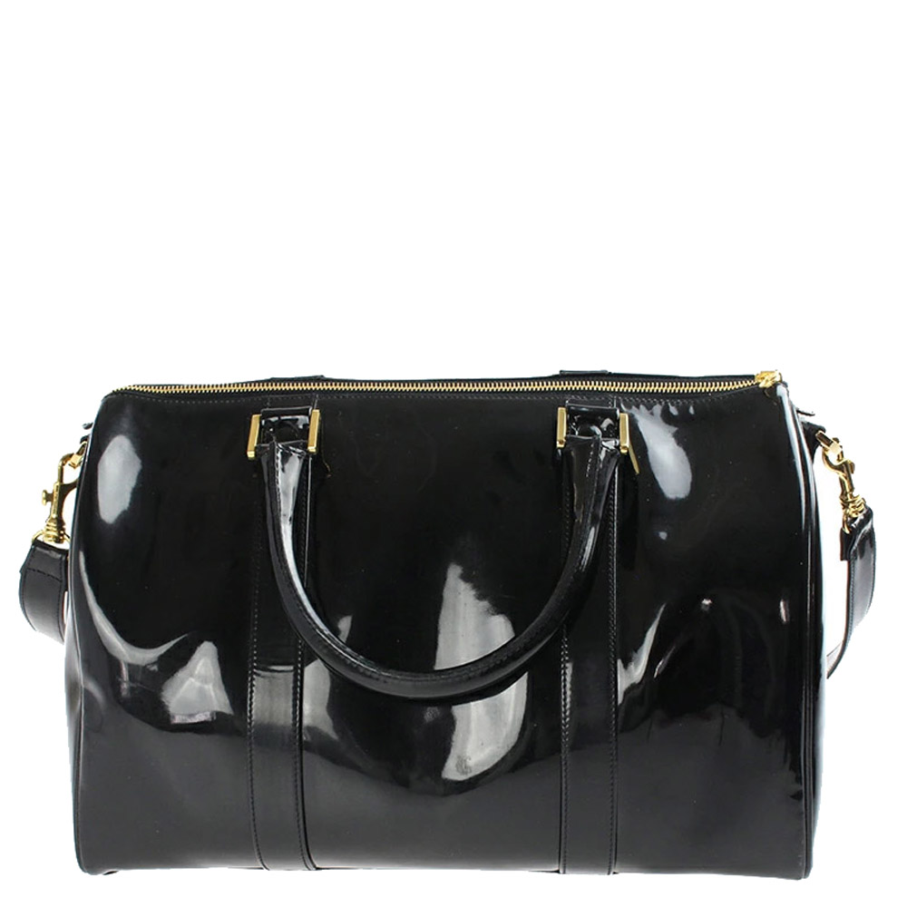 

Chanel Black Patent Leather Vintage CC Boston Bag