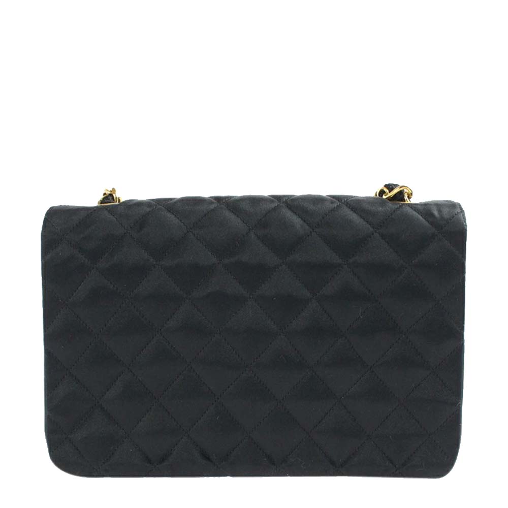 

Chanel Black Satin Vintage Flap Bag