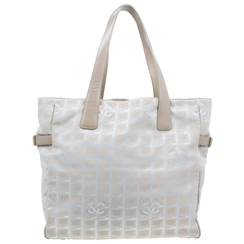 Chanel Beige Nylon Large Travel Ligne Tote Bag